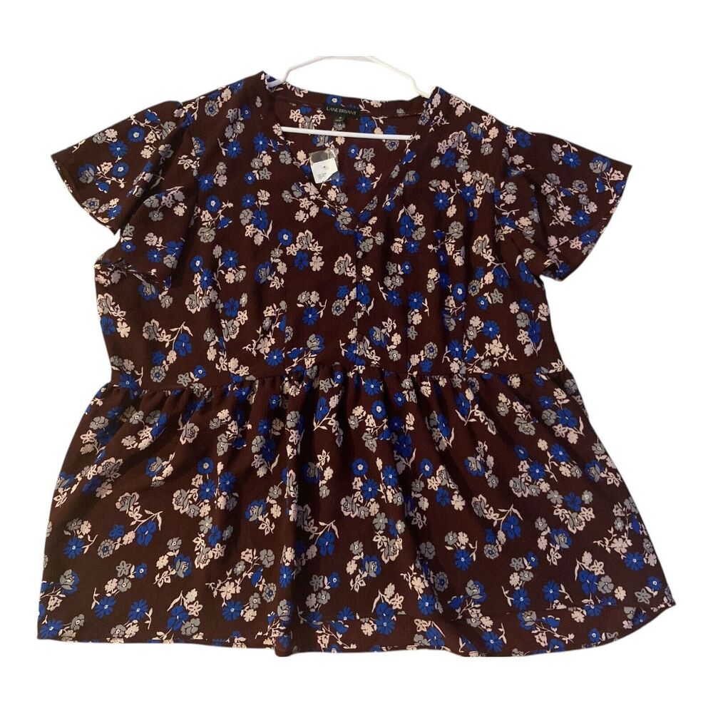 Lane Bryant Plus Size 18 Top blouse Floral Short Sleeve